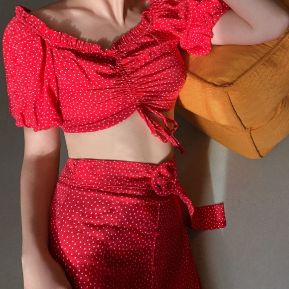 Cropped Polka Dot Top Red/White - Picture 3 of 8